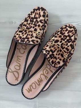 Sam Edelman Size 9 Calfhair Leopard Linnie Bit Slip-On Loafer Mules
